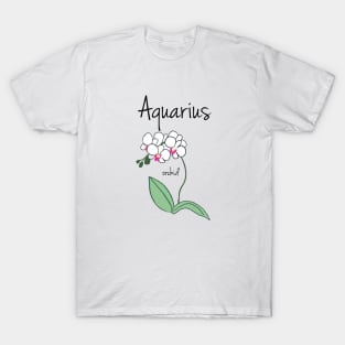 Aquarius zodiac sign horoscope flower art T-Shirt